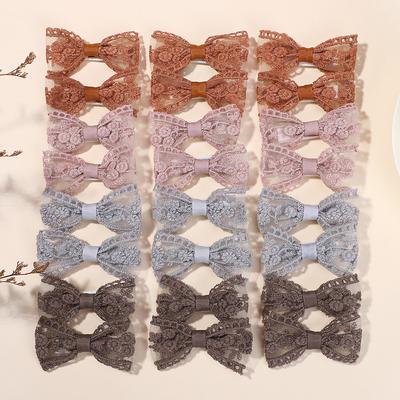 40 Stück Spitze Stickerei Schleife Haarspange Zufällig Einfarbig Haarnadel Retro Elegant Haarband mit Klemmen Mädchen Kind Haarschmuck Geschenk