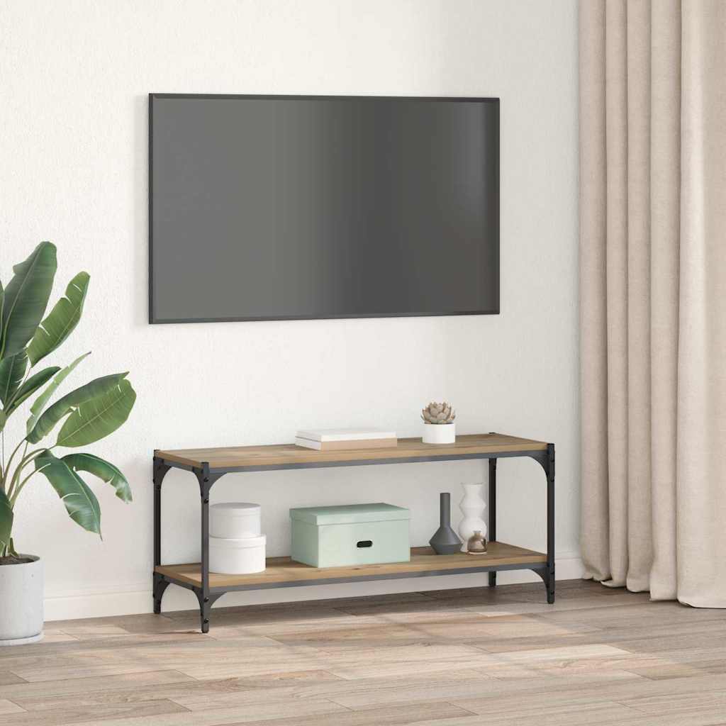 TV Cabinet Artisan Oak 100x33x41 Cm Engineered Wood and Iron
