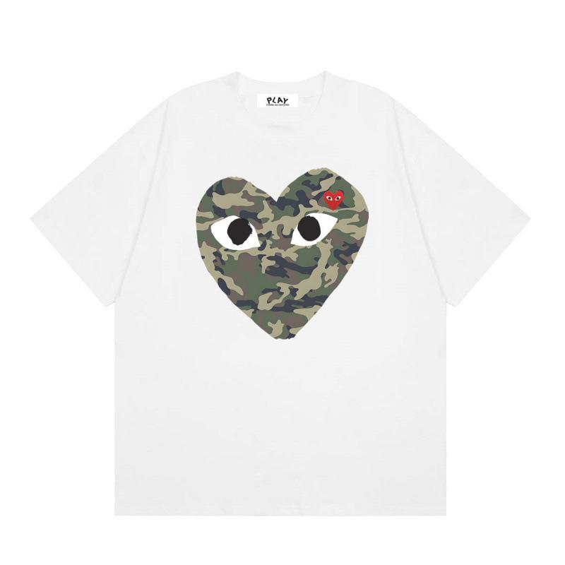 Japanese trendy brand heart-print short-sleeve T-shirt, unisex loose couple's summer casual daily versatile top