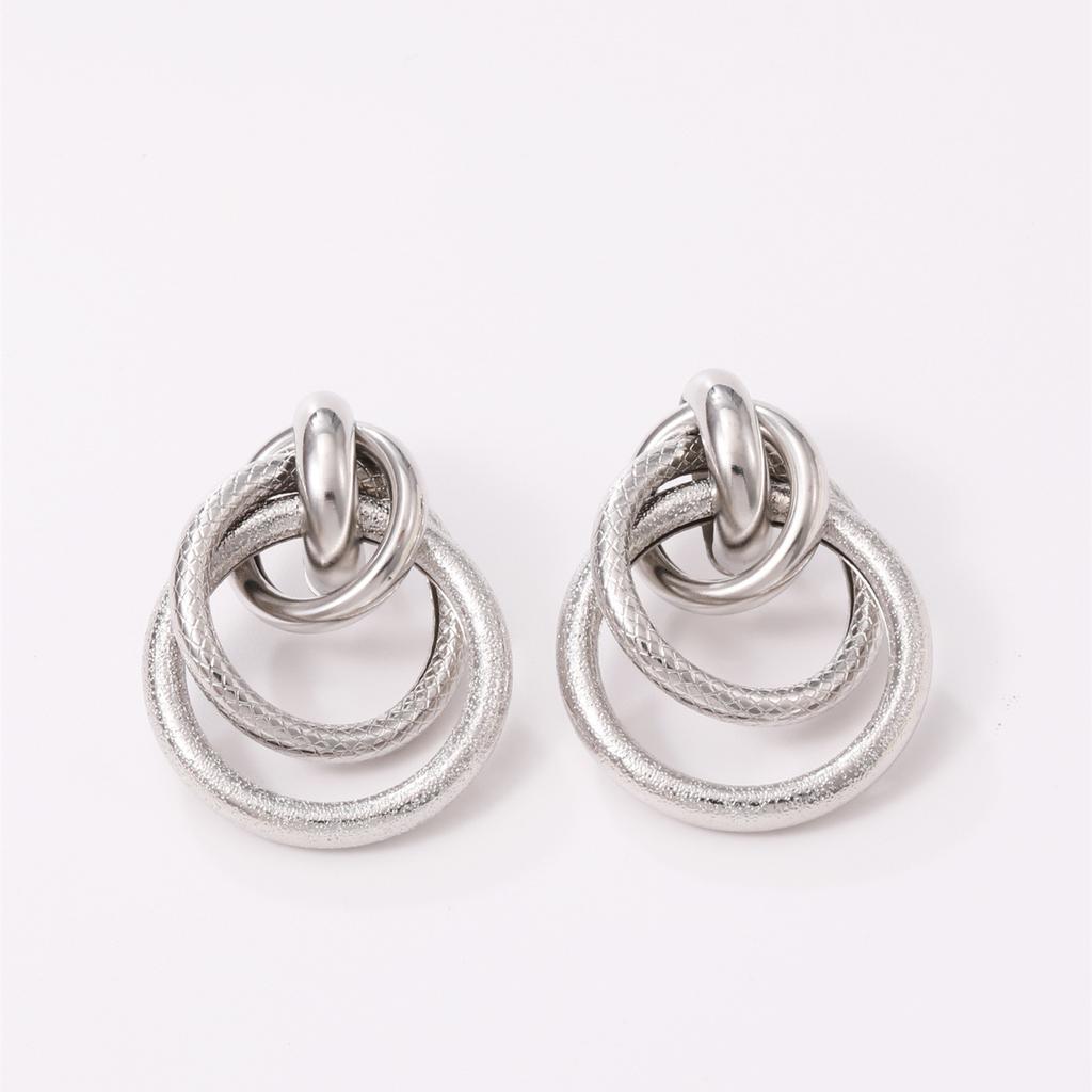 European and American exaggerated earrings, personality geometry, large circle metal trendy temperament, double-layer hollow tube earrings