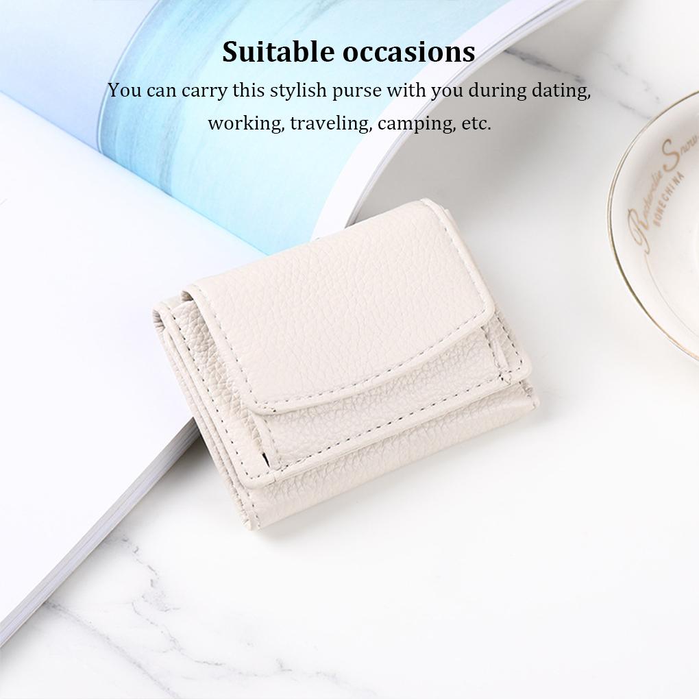 Portable Women Leather Wallet ple Design Foldable Change Purse Shopping Card Holder Carrying Bag Birthday Gift