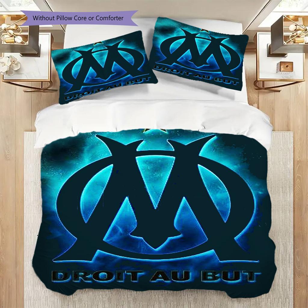House Marseille Right Goal Three-piece Set (1 * Duvet Cover + 2 * Pillowcase, Without Core) 2D Flat Soft and Comfortable Duvet Cover and Pillowcase