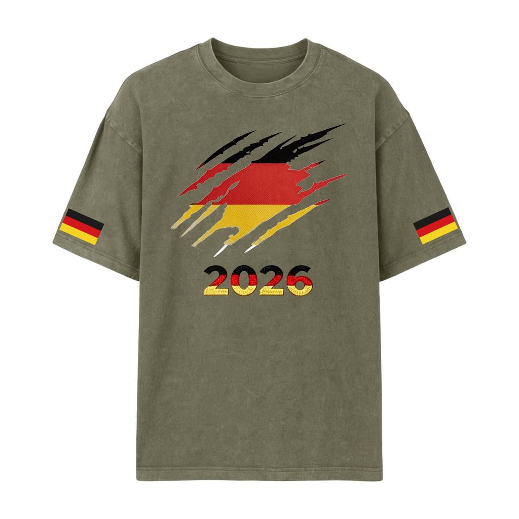 Men's German Football Graphic Print Short Sleeve T-Shirt, Effect Casual Top for Soccer Fans, Comfortable Fit