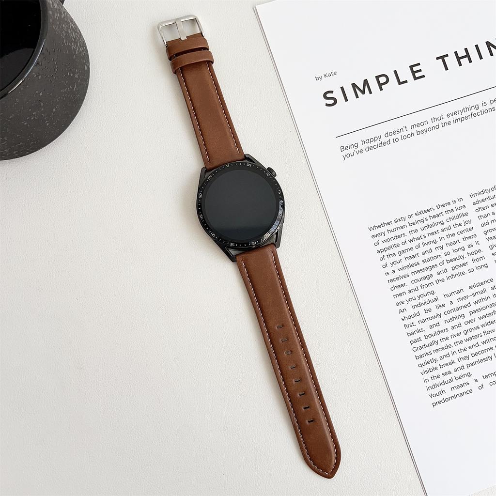 For Huawei Watch GT 5 46mm Watch Band 22mm Crazy Horse Texture Leather Wrist Strap