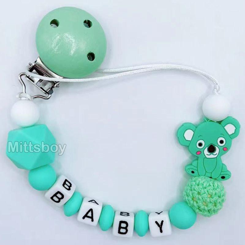 Personalized Name Handmade Silicone Baby Beech Dummy Pacifier Clip Safe Teething Chain Teether Pacifier chains Holder Chain Gift