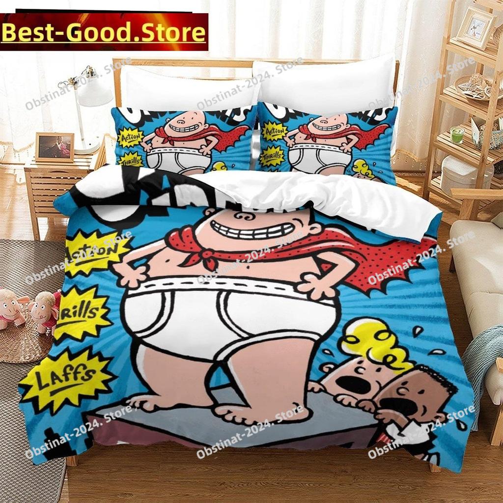Fashion Cartoon Kawaii Captain Underpants Bedding Set Single Twin Full Queen King Size Bed Set Adult Kid Bedroom Duvetcover Sets