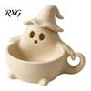 White Trinket Tray 3D Printed Halloween Ghost Bowl, Trick or Treat Snack Candy Decorative Storage Serving Dish, Party Supplies Container