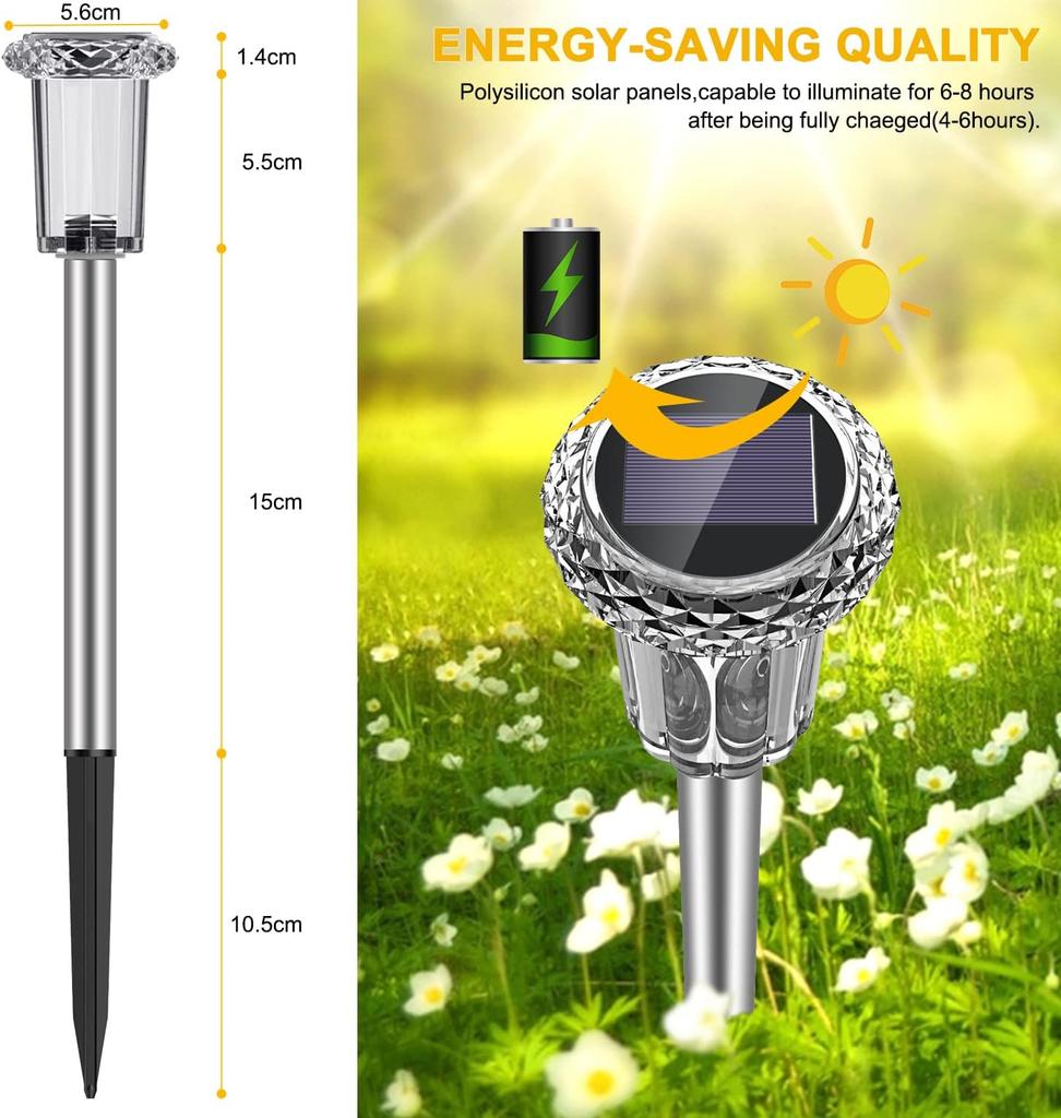 Outdoor Stainless Steel Solar Lawn Lights Waterproof Garden Yard Path Walkway Landscape Decor Night Lighting Courtyard Decor