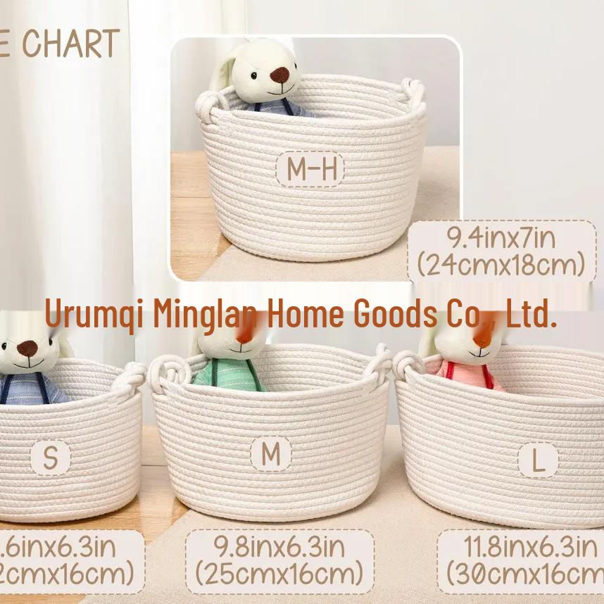 Round 8-Shaped Cotton Rope Storage Basket with Handle - Flower Pot & Toy Holder