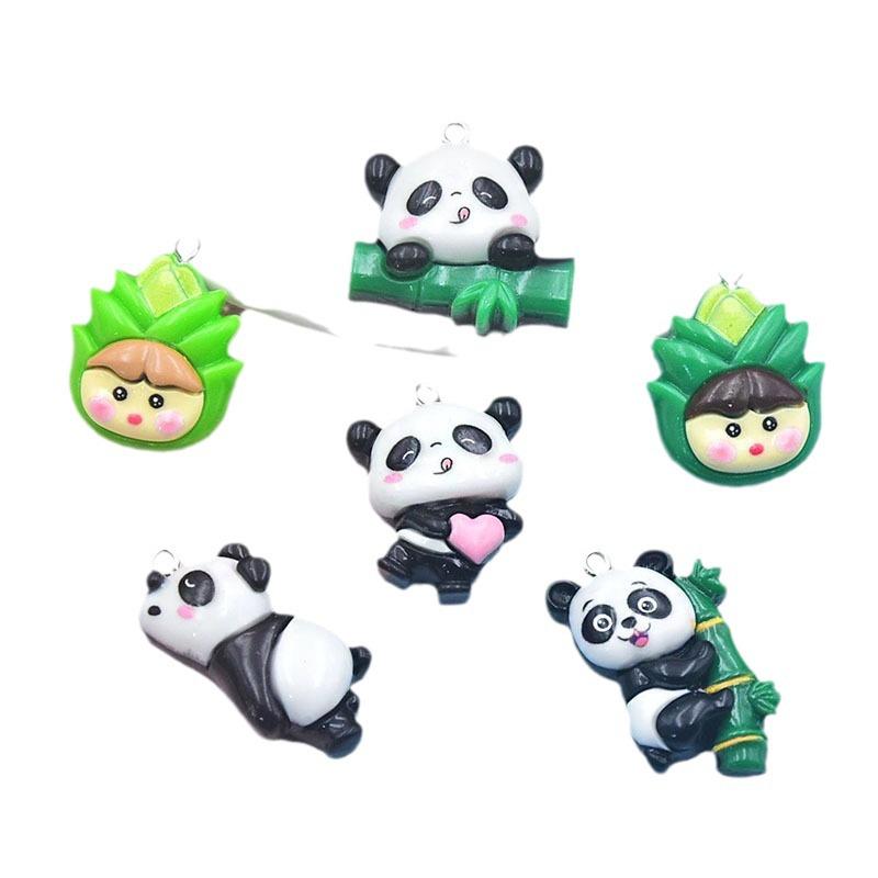 Cute Mini Panda Resin Pendant Keychain - DIY Jewelry Accessory