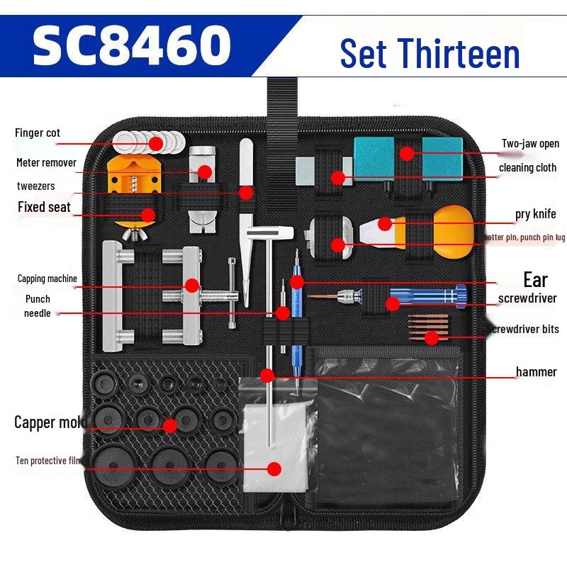 Mechanical Watch Repair Tool Set for Case, Band Removal, Link Adjustment, and Battery Replacement