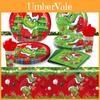 Theme Christmas Party Disposable Tableware Set With Colorful Paper Plates Cups Napkins