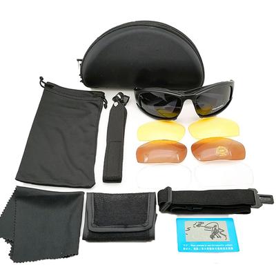 Schietbril Tactische Zonnebril Airsoft Gepolariseerde UV-Bescherming Bril Vervangende Glazen Helder Geel Opbergdoosje Riem Set Zwart Eenvoudig te Gebruiken