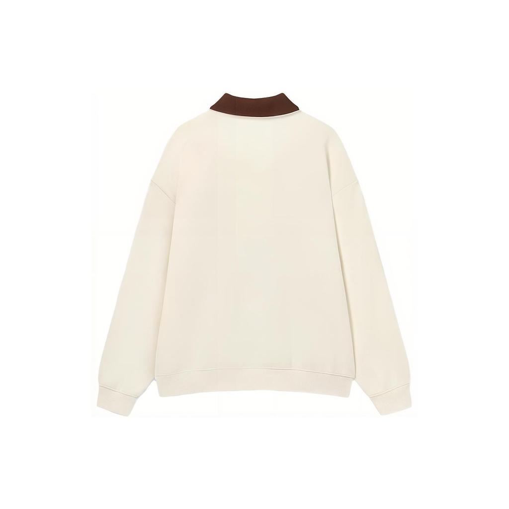 Fila American Vintage Sweatshirt Autumn Letter Print Loose Polo Neck Pullover Unisex Sweatshirt White F11U339201FIV