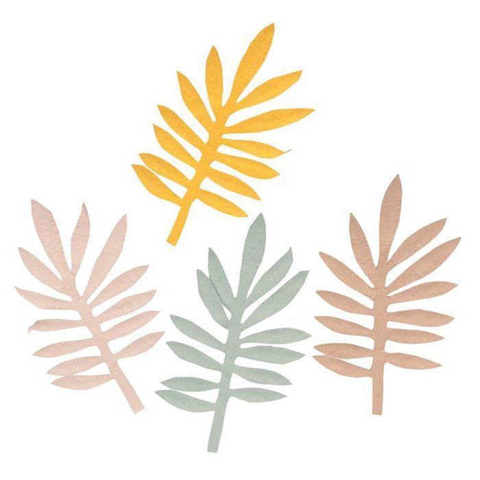 Feuilles en papier décoratives - ARTEMIO - 4 feuilles de sumac - Multicolore - 8x4,5 cm - Mixte