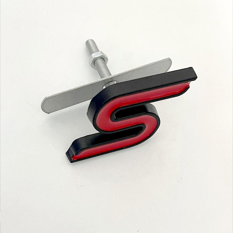 3D Metal S Logo Front Grille Emblem Badge Car Rear Trunk Stickers For Focus Fiesta Escape Ecosport Kuga Mondeo Accessories