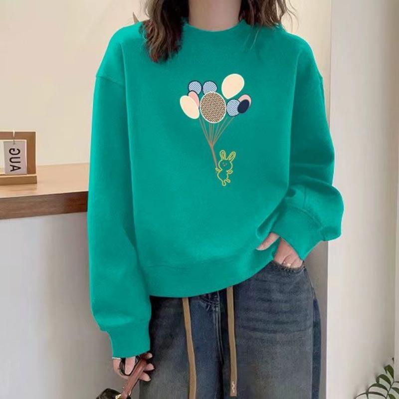 Spring and Autumn Pure Cotton High-waisted Short Sweatshirt for Women Korean Style Long-sleeved Loose Versatile Thin Top