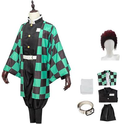 Tanjiro Kamado Cosplay Kostümü, Demon Slayer Kimetsu No Yaiba Kıyafeti Tam Set Erkekler İçin Cadılar Bayramı Partisi