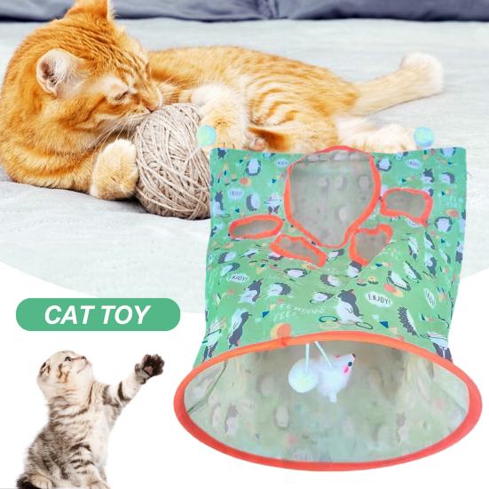 Cat Tunnel Toy with Plush Ball Crinkle Paper Collapsible Tunnel Bag Cat Self