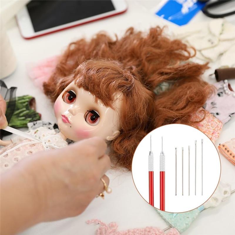 

ABJI-Doll Wig Tools Including 2Pcs Reroot Rehair Tools, 12Pcs Stainless Steel-Needle 30.5 To 34Mm, And Doll Hair Rooting Holders