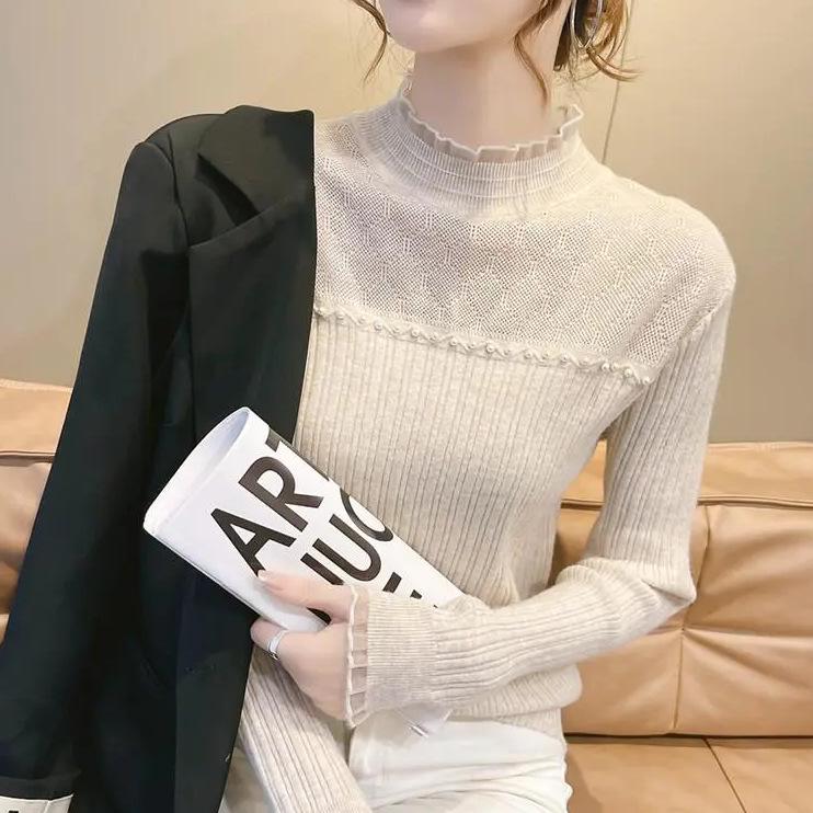 

Европейский женский вязаный свитер с полувысоким воротником на бархатной подкладке - Тепло осени/зимы 2XL