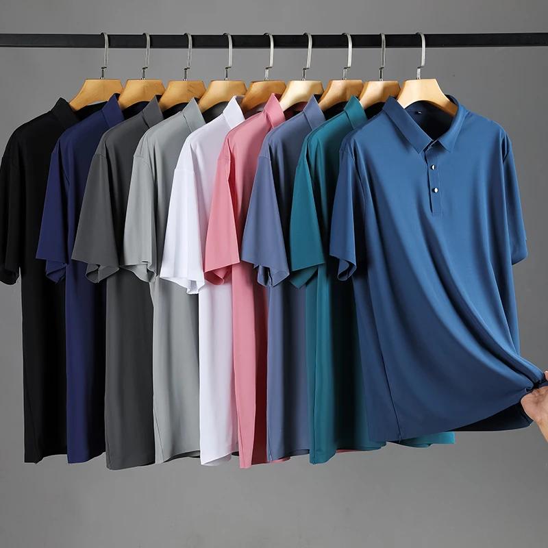 Large Size 8XL Summer Men Polo Shirt Casual Loose Ice Silk Short Sleeve T Shirt Men Quick-drying Business Men Wear