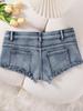 2024 Summer European & American Low-Waist Ripped Women's Denim Hot Pants