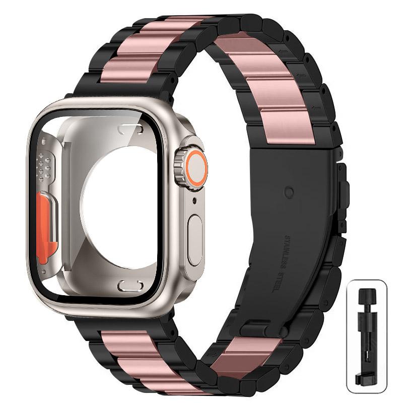 Change to Ultra Case+Band For Apple Watch 40mm 44mm 41mm 45mm Metal Stainless Steel strap for iWatch series Series 98 7 6 SE 5 4