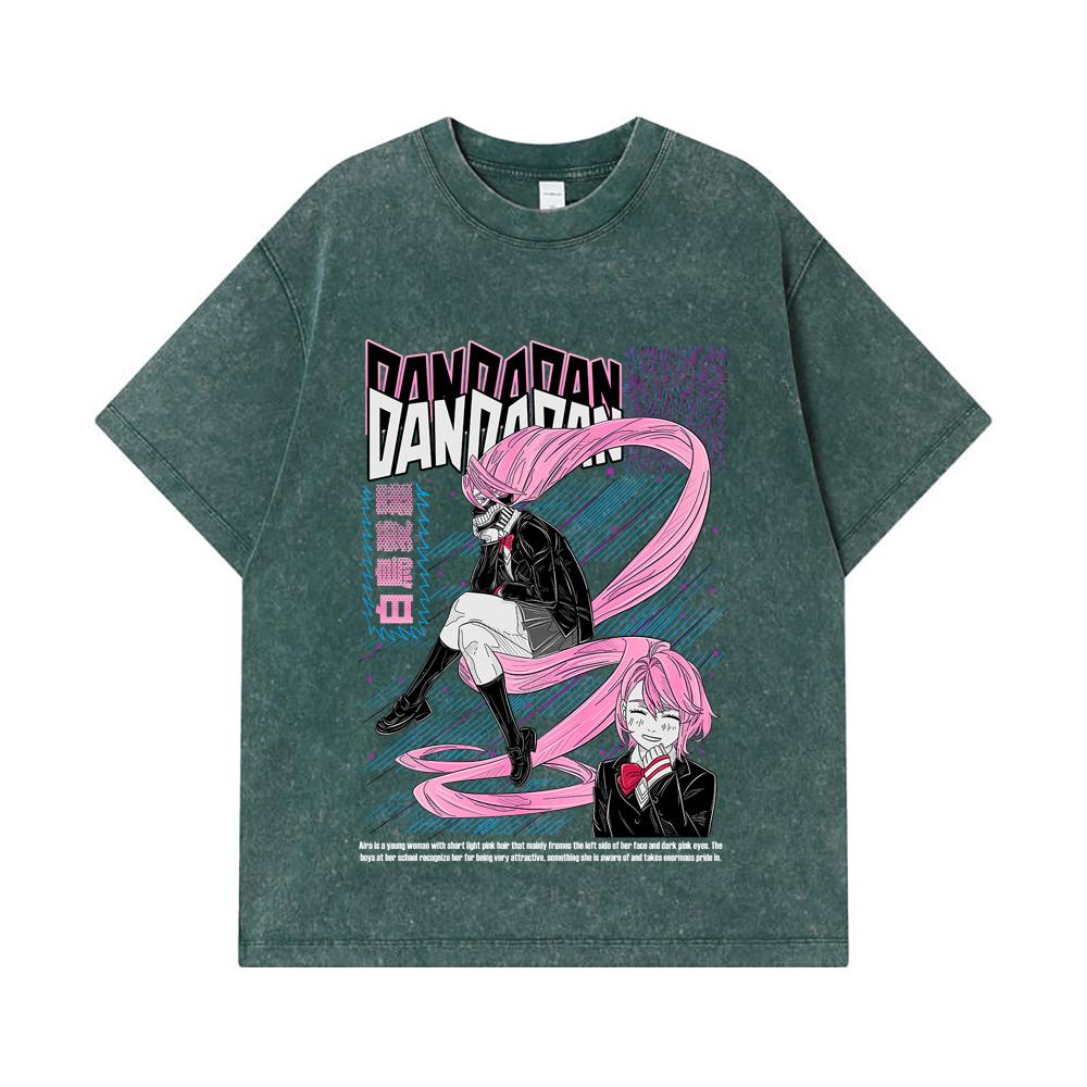 275 GSM Washed T-shirts 100% Cotton Dandadan V2 Aira Print Unisex Heavy Cotton T Shirt