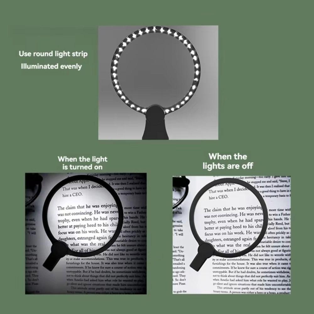 24 LED 3X Neck Wear Magnifier USB-C Power Handheld Magnification Glass  Book Reading
