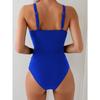 New Women's Fashion One-Piece Swimsuit with Solid Color Tummy Control and Adjustable Shoulder Straps
