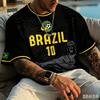 2026 Estate Brasile Rio Landmark Grafico Te Donna Stile Vintage Nero Oro Manica Corta Top Casual per Tifosi di Calcio Uso Quotidiano