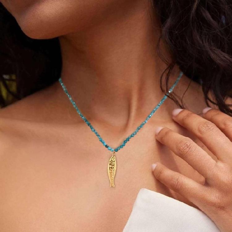 Gold Copper Fish Pendant Necklace Adjustable Braided Cord Jewelry Bohemian Oceanics Theme for Women