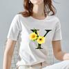 O Neck White Top Women 2022 Summer Casual T Shirt Basic Flower Color Letter Name Pattern Print Short Sleeve Tops Ladies Clothes