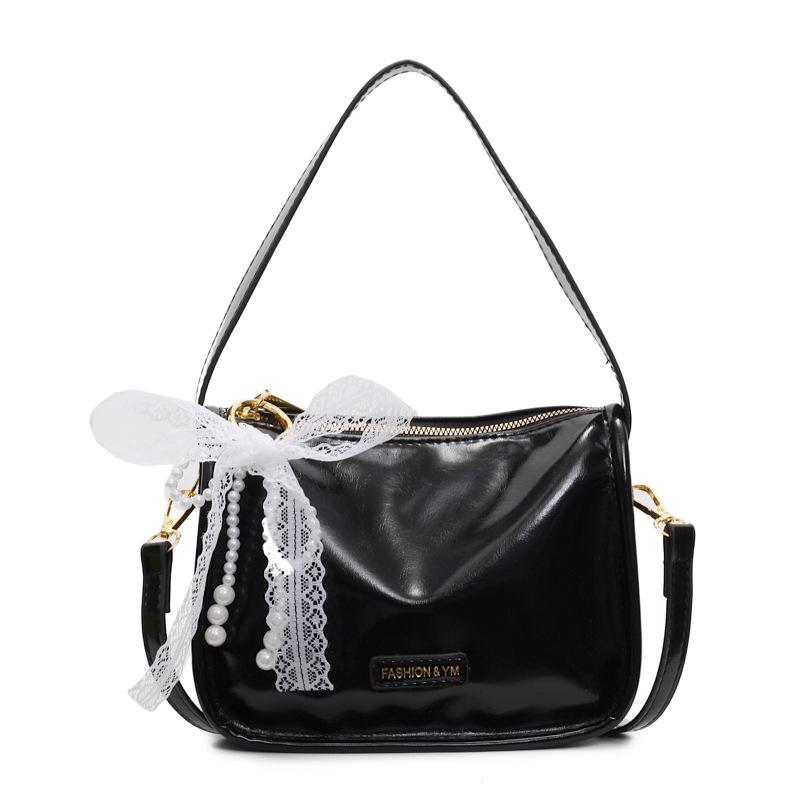 

Портативная сумка-подушка с кружевным бантом в иностранном стиле, женская сумка-мессенджер премиум-класса с универсальной фактурой чёрный