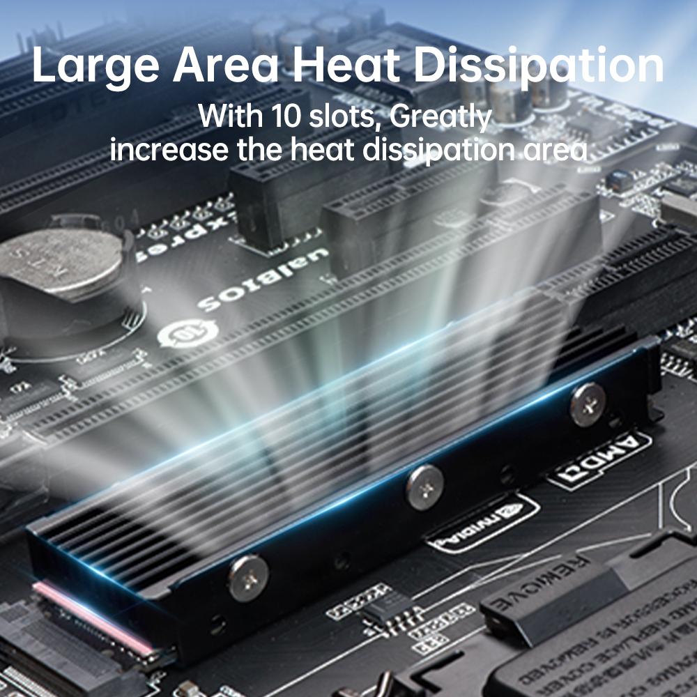M.2 2280 SSD Heatsink Support PS5 PC, JEYI NVME NGFF 2280 SSD Double-Sided Heat Sink Cooling with Thermal Silicone Pads Cooler