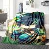 1Pc Genshin Impact Anime Character Blanket Soft Comfortable Polyester Blanket All Season Use Suitable Bedroom Office Outdoor Christmas Gift Choice Pri