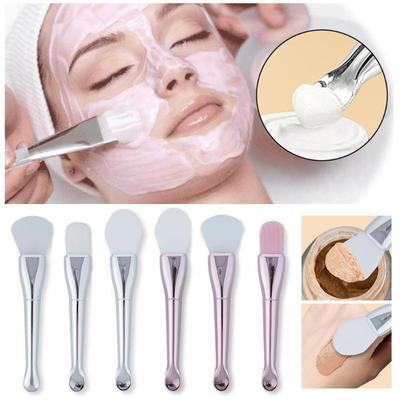 Spazzola per maschera facciale in silicone Testa morbida con raschietto Spazzola per pellicola di fango a doppio uso integrata Strumento di bellezza per la regolazione della pellicola fai-da-te