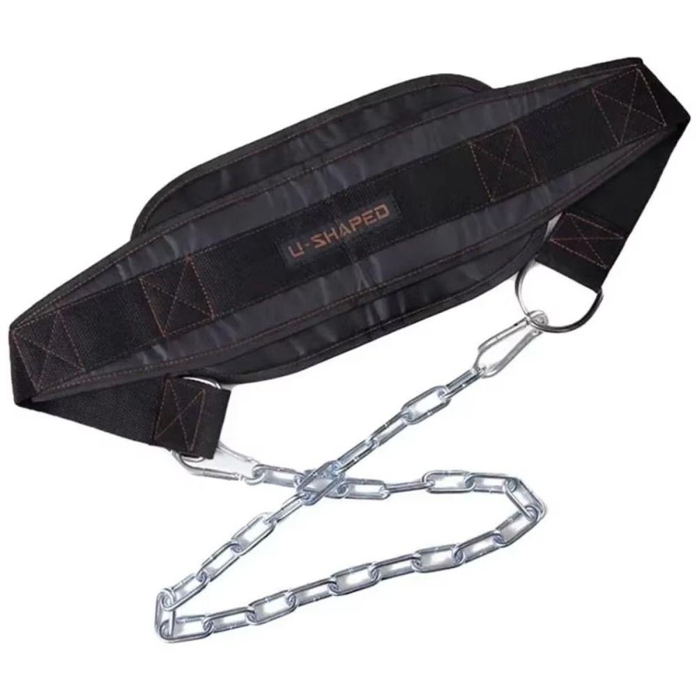 Waist Support Weight Lifting Belt Thicken Load Bearing Waistband Dipping Belt with Chain  Pull Up