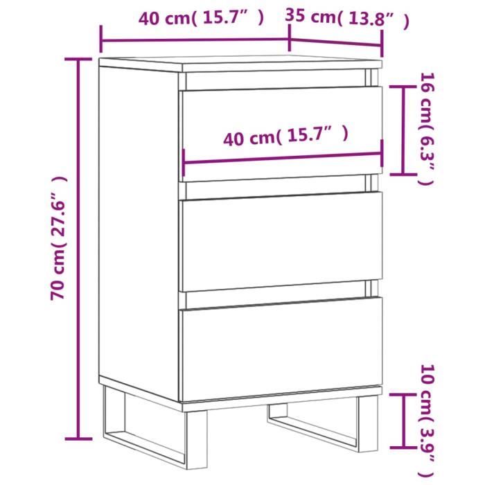 VidaXL Buffet chêne fumé 40x35x70 cm bois d'ingénierie 831105