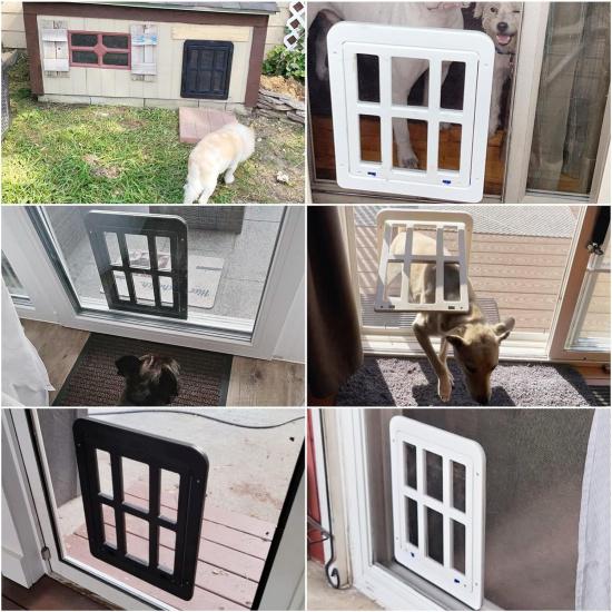 Enjoying Dog Door for Screen Door, Black, 11"x13" Opening, Doggie Door for Sliding Door, Screen Door with Pet Door Built in, Magnetic Swing Flap,