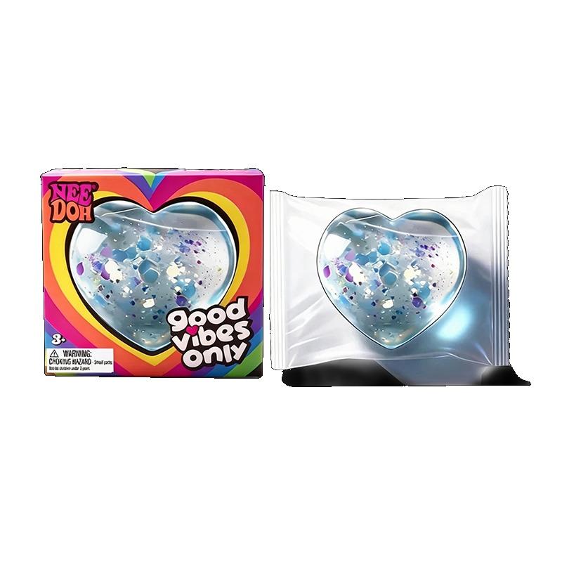 Needoh Nur Gute Vibes Herz Spielzeug Angstlinderung Entspannung Beruhigend Glitzer Durchscheinend Sensorisches Fidget Romantisch für Erwachsene Geschenk