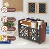 Magazine File Holder Wood Metal Desktop Folder Organizer with Handle Newspaper Storage Basket for Coffee Table Desk Decoration