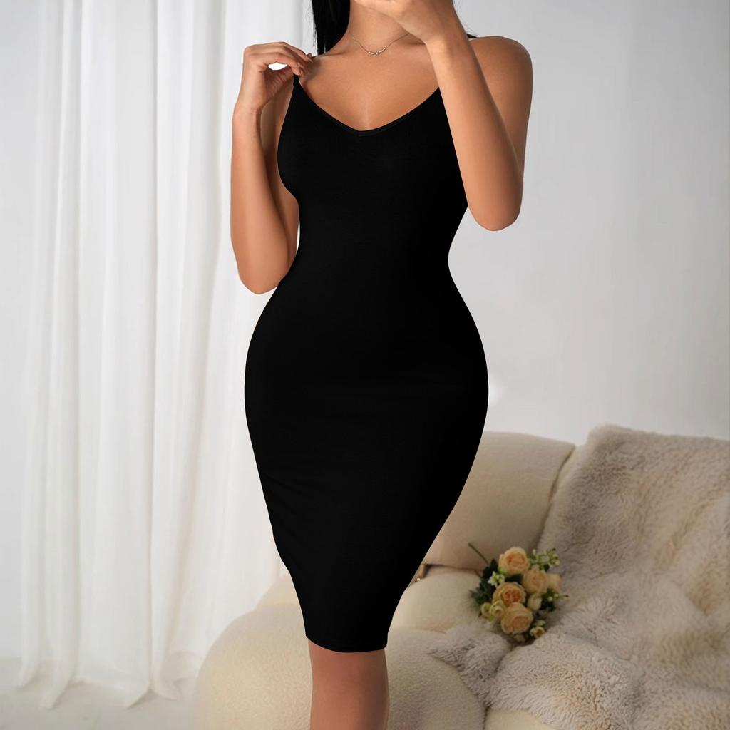 Dámské upnuté sexy jednobarevné šaty bodycon tvarující pas, zvedající boky a bříško