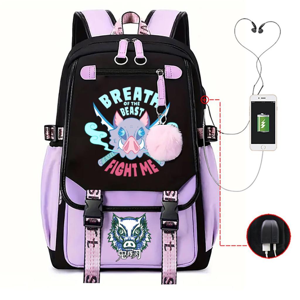 Ghost Extermination Surrounding Day Trend Backpack Large Capacity Student Schoolbag Multi-functional Leisure Outdoor Bag