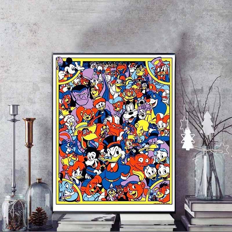 Disney Diamond Painting Retro Group Portrait Illustration of Classic Disney Characters 5D Diamond Painting Art Embroidery Cross Stitch Room Decoration