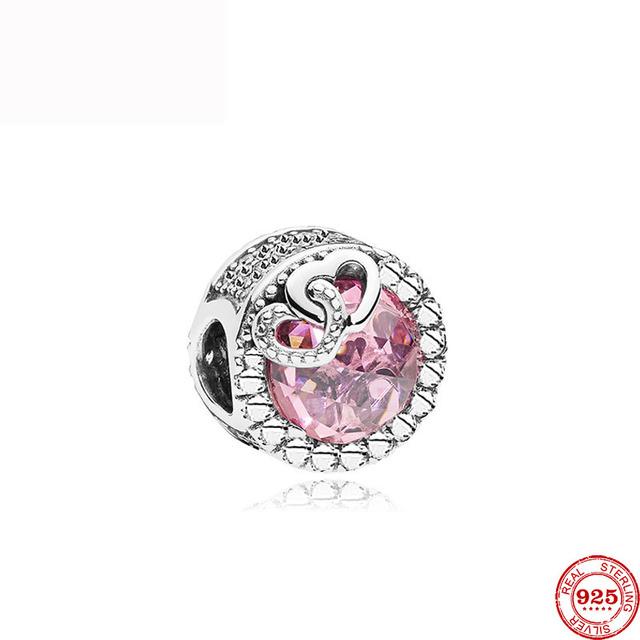 925 Sterling Silver Pink Murano I Love Mom Love Cross Heart Diy Fine Beads Fit Original Charm Bracelet Women Jewelry