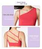 Women's Sleeveless Asymmetrical Yoga Top with Chest Pad – High-End Design for Sports, Fitness, and Running