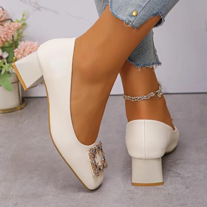 Ladies Shoes 2025 High Quality Shallow Women's High Heels Crystal Office and Career New Best Seller Sweet High Heels