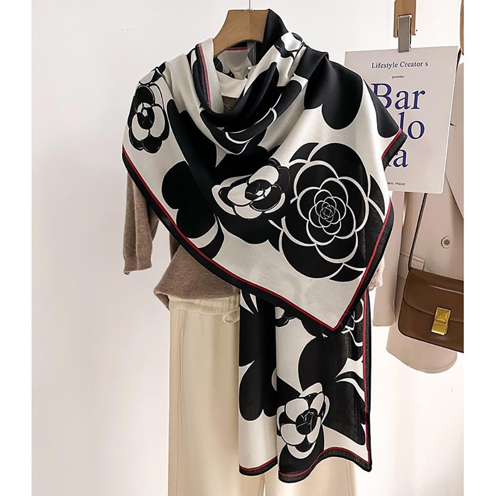 Modischer Blumen-Damenschal, dünn, atmungsaktiv, weich, gemütlich, Schal, Frühling, Sommer, winddicht, Sonnenschutz, Reiseschal für Frauen